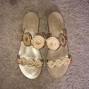 gold and tan jack rogers